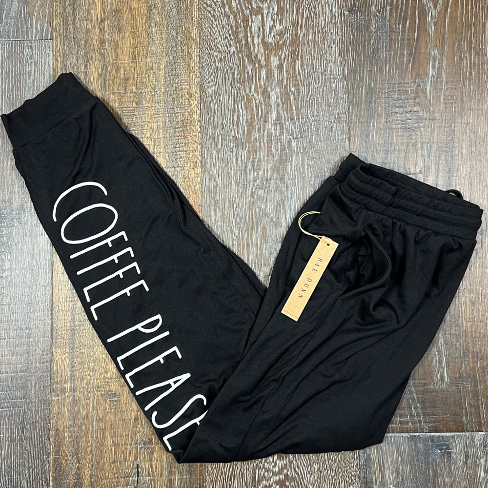 Rae Dunn - ‘Coffee Please - white’ lounge pants. SZ: M, L. NWT